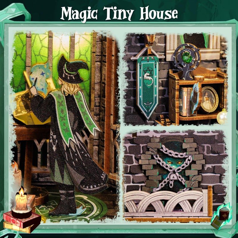 CUTEBEE Book Nook Kit, DIY Booknook Miniature House Tiny House 3D Wooden Puzzle Dollhouse Kit for Adults and Teens, Bookshelf Insert Decor, DIY Craft Gift Model Build - Image 5