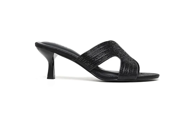 Embellished high-heeled cross-strap sandal