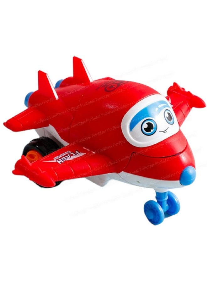 فنبلاست ألعاب طائرات FunBlast للأطفال، لعبة طائرة روبوت للأطفال، ألعاب قوة الاحتكاك - مركبة لعبة سحب للخلف للأولاد بعمر 3 سنوات فما فوق، هدايا إرجاع للأطفال، ألعاب للأطفال - صنع في الهند (أحمر)