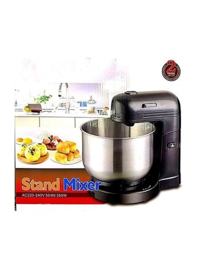 ال سي خلاط كهربائي قائم بقوة 350 وات مع وعاء خلط كبير من الفولاذ المقاوم للصدأ متعدد السرعات للمطبخ وعجينة الكيك والخليط باللون الأسود/الفضي - Image 1