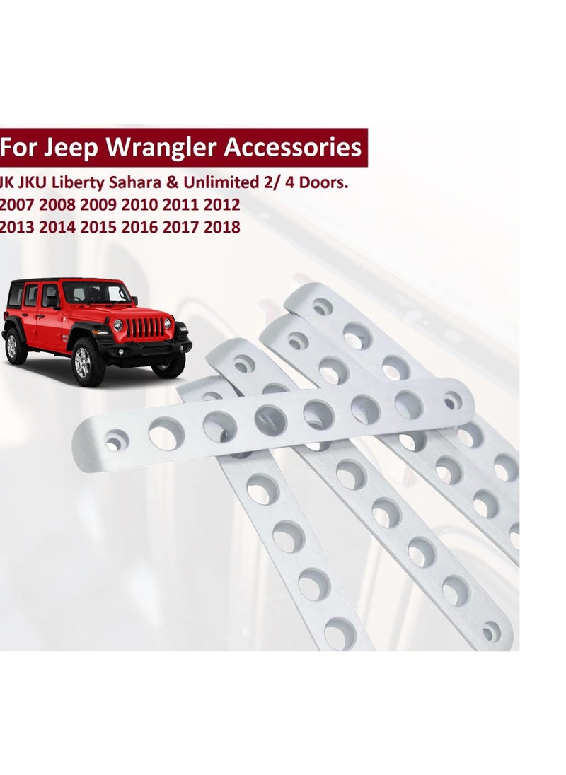 SYOSI 5Pcs Side Door Grab Handle Cover+ 5Pcs Push Button Knobs Covers Trim Compatible with Jeep Wrangler Accessories JK JKU Sahara Unlimited 4 Doors 2007-2018 Exterior Handles Pull Decor (Aluminum Silver)  - Image 2