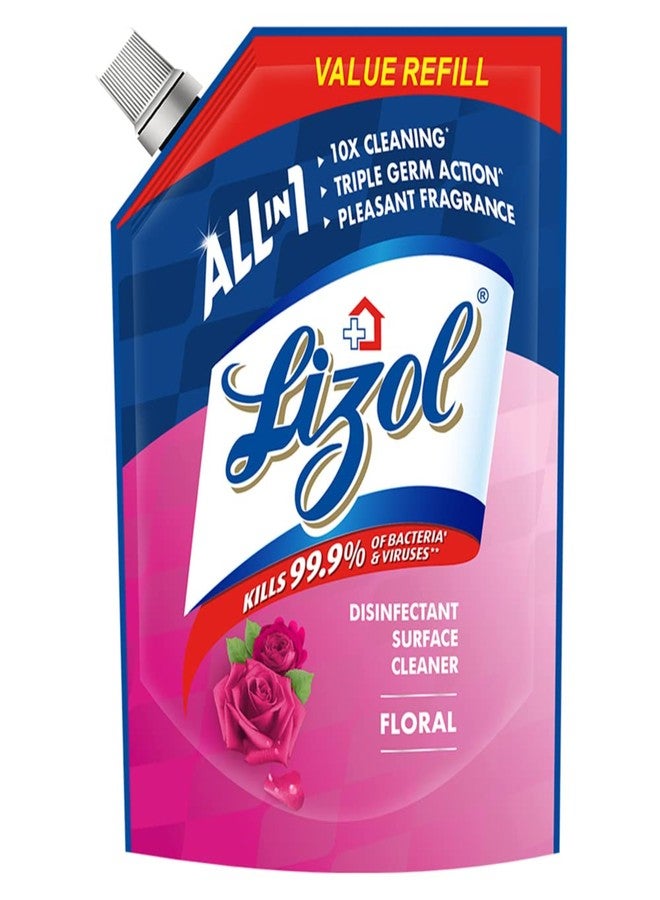 Lizol Disinfectant Surface & Floor Cleaner Liquid Refill Pack, Floral - 1800 ml | Suitable for All Floor Cleaner Mops | Kills 99.9% Germs| India's #1 Floor Cleaner - Image 1