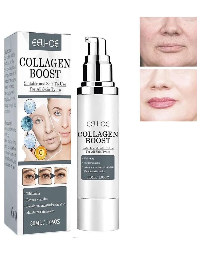 EELHOE 30 مل كريم إيسنس تعزيز الكولاجين لتقوية البشرة وتخفيف الخطوط الدقيقة وتفتيح الوجه سيروم كريم للعناية بالبشرة للنساء - Image 1