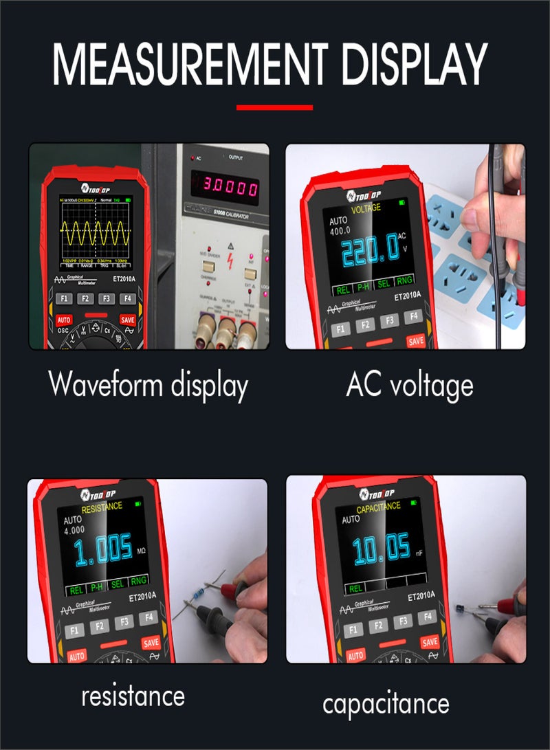 2in1 Oscilloscope Multimeter Digital Display Handheld Oscope Meter 1Mhz Bandwidth 2.5Msps Sampling Rate Data Storage Function for DIY and Electronic Test - Image 3