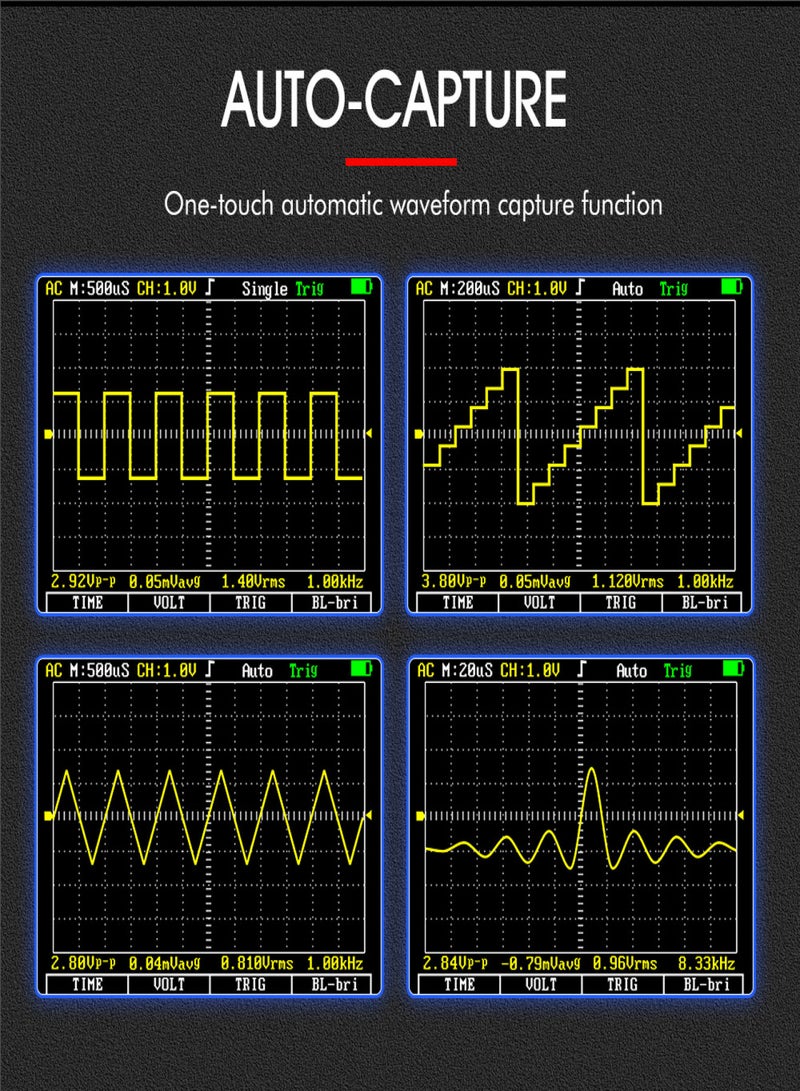 2in1 Oscilloscope Multimeter Digital Display Handheld Oscope Meter 1Mhz Bandwidth 2.5Msps Sampling Rate Data Storage Function for DIY and Electronic Test - Image 4