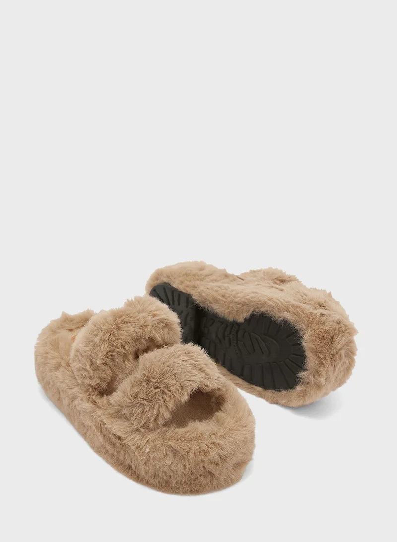 Ginger Platform Double Strap Bedroom Slipper