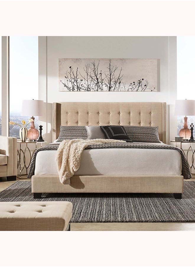FSH Furniture - Melina Queen Size Without Mattress Beige 160x200 cm - Image 1