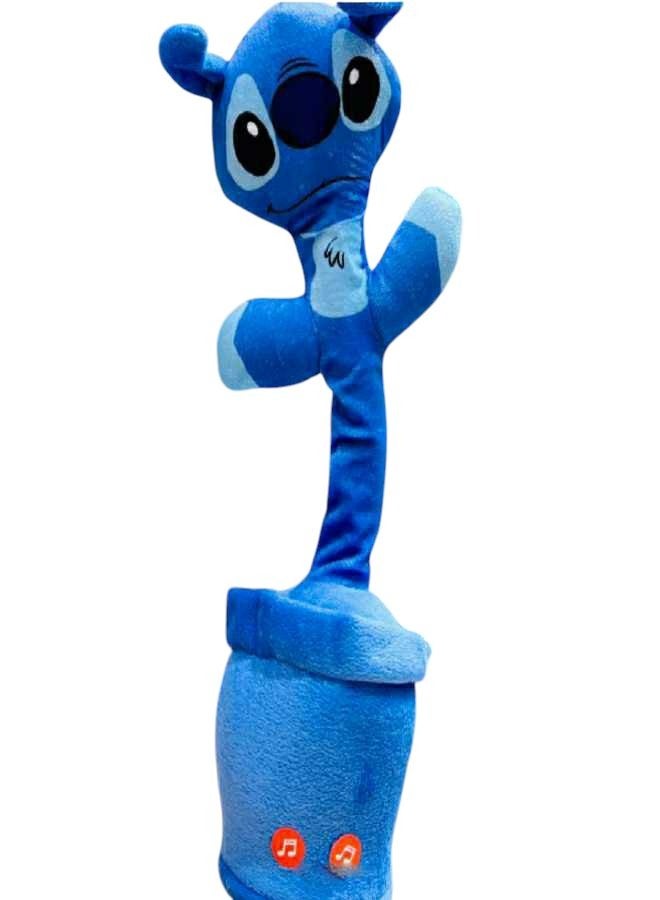 ستيتش لعبة الصبّار الراقص ستيتش الراقصة التي تحاكي الصوت، موسيقى، قابلة لإعادة الشحن، لعبة الصبّار الراقصة ستيتش القطيفة (أزرق) - Image 1