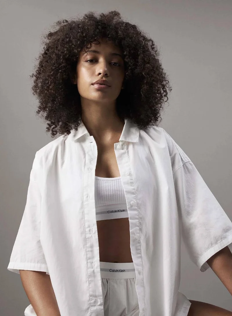 Calvin Klein Classic White Cotton Poplin Pyjama Top for Women | Best Price UAE