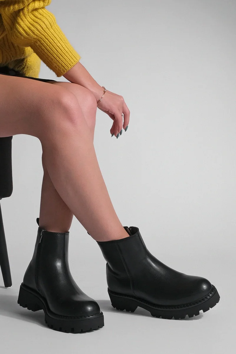 MARJIN Margin Women's Zippered Thick Sole Daily Boots Terase