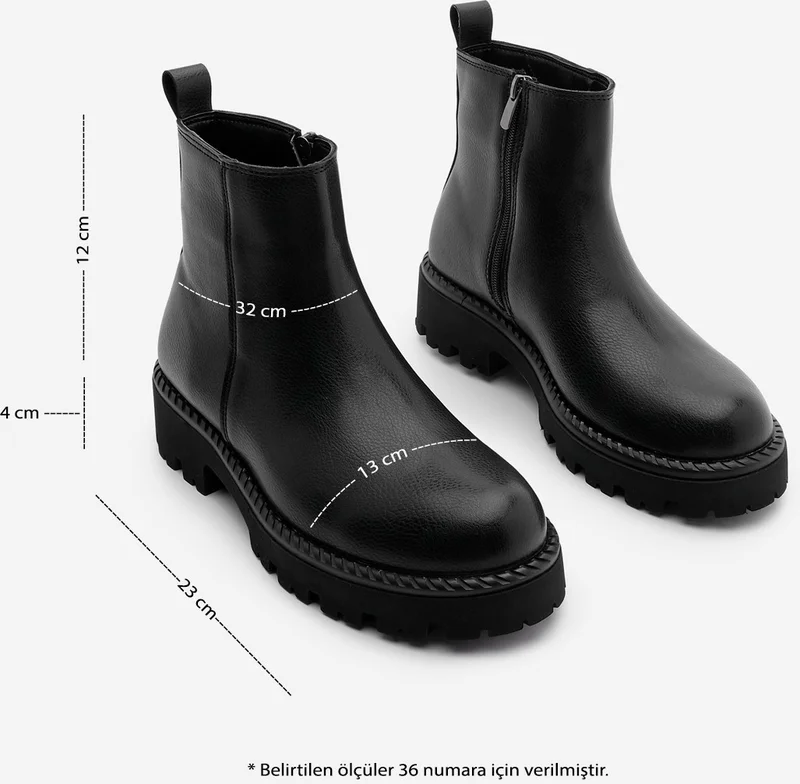 MARJIN Margin Women's Zippered Thick Sole Daily Boots Terase