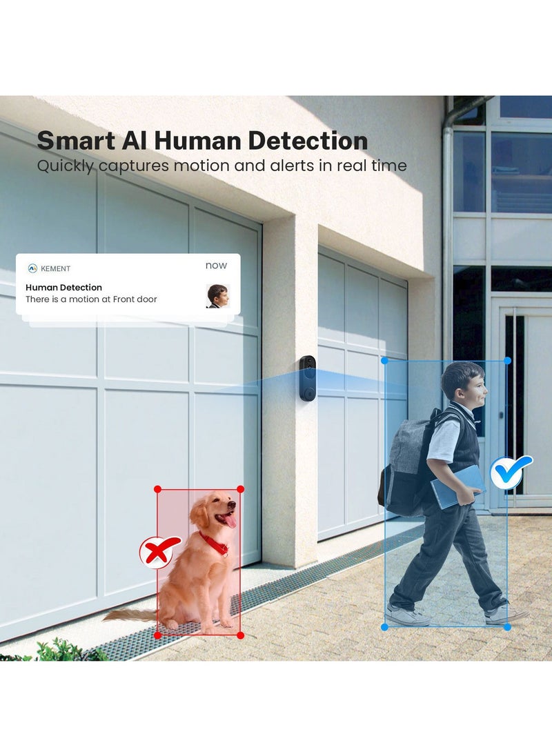 Alruht - Smart WiFi Remote Doorbell, Smart Doorbell Home Intercom HD Wireless Rechargeable Security Doorbell (With Indoor Unit) - Image 1