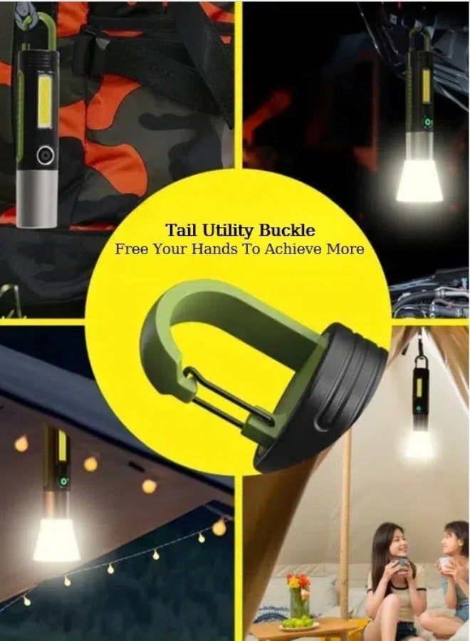 Usb Charging Strong Light Xpe Wick Flashlight, 4-speed Dimming Waterproof Flashlight, Portable Multi-functional Outdoor Camping Lighting, And Emergency Situations With Built-in Battery For Long-lasting - Image 3