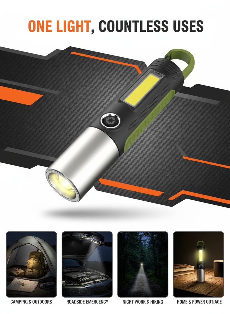 Usb Charging Strong Light Xpe Wick Flashlight, 4-speed Dimming Waterproof Flashlight, Portable Multi-functional Outdoor Camping Lighting, And Emergency Situations With Built-in Battery For Long-lasting - Image 1