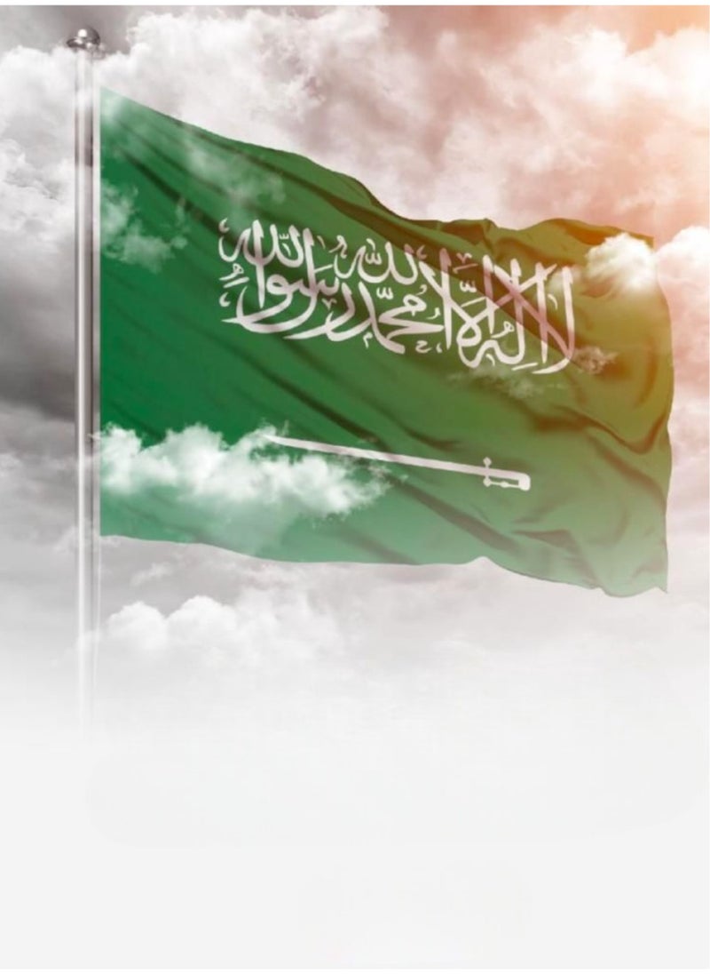 صندوق العاب علم السعودية لليوم الوطني السعودي علم مزدوج الجوانب مع قماش جيب قضيب 90x60 سم  - Image 1