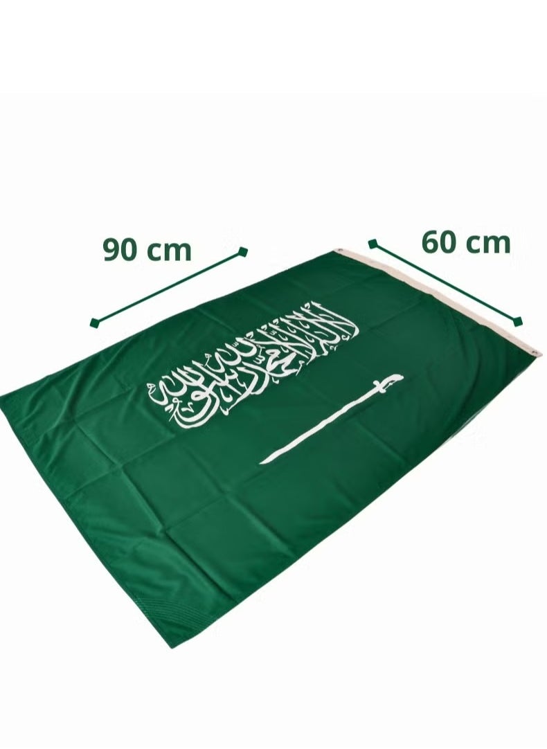 صندوق العاب علم السعودية لليوم الوطني السعودي علم مزدوج الجوانب مع قماش جيب قضيب 90x60 سم  - Image 2