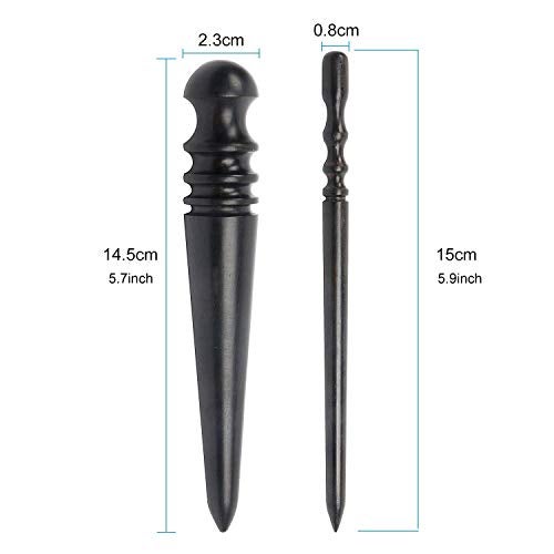 Co-link 2pcs Ebony Wood Leather Craft Slicker Round Burnisher Leather Polished rods Edge Burnisher Slicker Tool - Image 2
