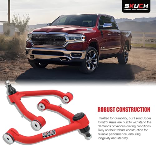 SKUCH 4X4 ACCESSORIES 2-4" Lift Front Upper Control Arm for 2009-2024 Ram 1500/Classic, PU Bushings, 2 Replacement Ball Joints, Wrinkle Red - Image 5