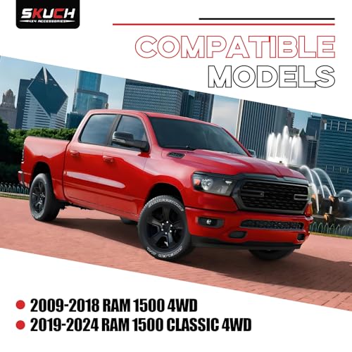 SKUCH 4X4 ACCESSORIES 2-4" Lift Front Upper Control Arm for 2009-2024 Ram 1500/Classic, PU Bushings, 2 Replacement Ball Joints, Wrinkle Red - Image 4