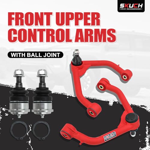 SKUCH 4X4 ACCESSORIES 2-4" Lift Front Upper Control Arm for 2009-2024 Ram 1500/Classic, PU Bushings, 2 Replacement Ball Joints, Wrinkle Red - Image 3