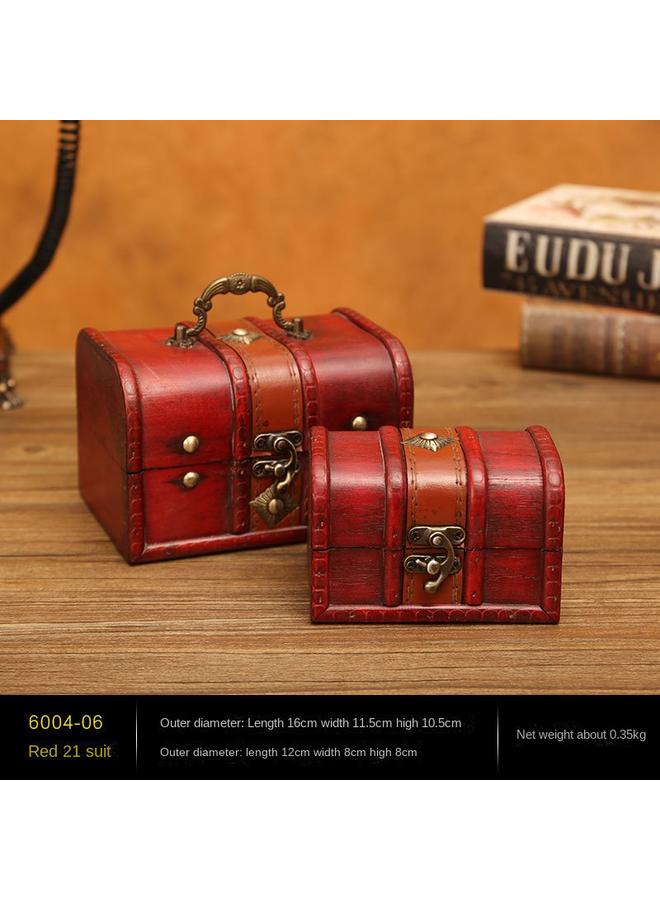 الأزرق جي دبليو يمكن قفل الصندوق الخشبي على الطراز الأوروبي بالمجوهرات الخشبية العتيقة ، صندوق تغليف الهدايا ، صندوق خشبي - Image 1