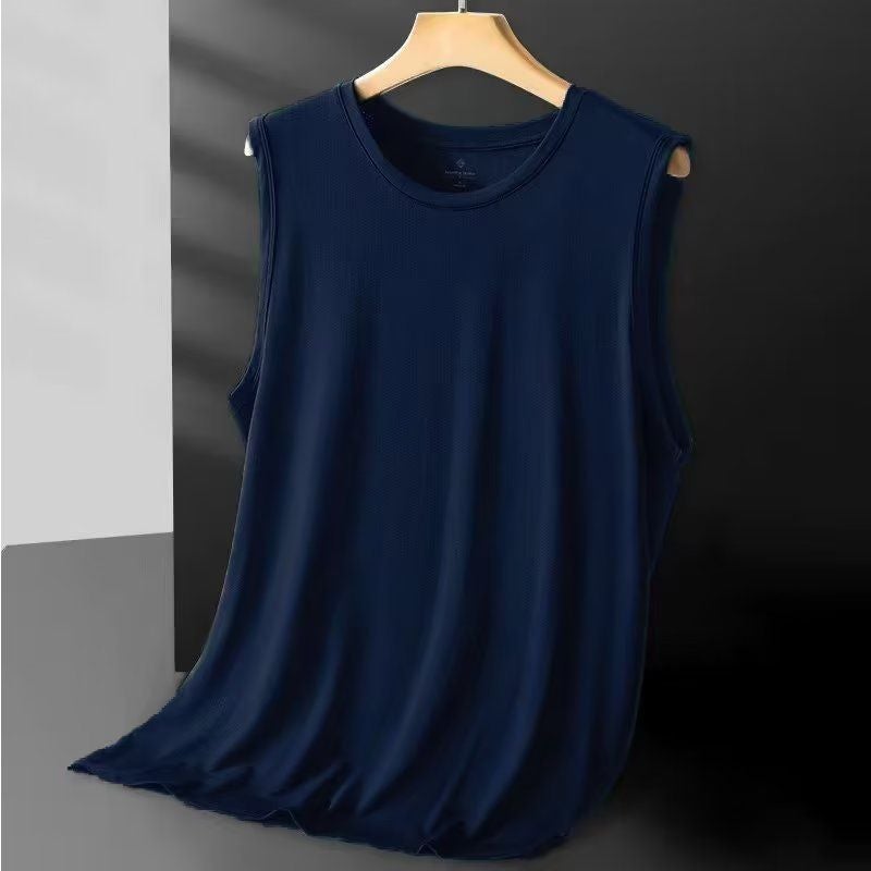 Mens Summer Mesh Breathable Sleeveless Sports Vest navy blue]  - Image 1