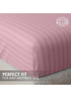 Hotel Linen Klub KRUDE Stripe Microfiber Baby Pink Fitted Sheet -Queen 150 x 200 cm  - Image 3