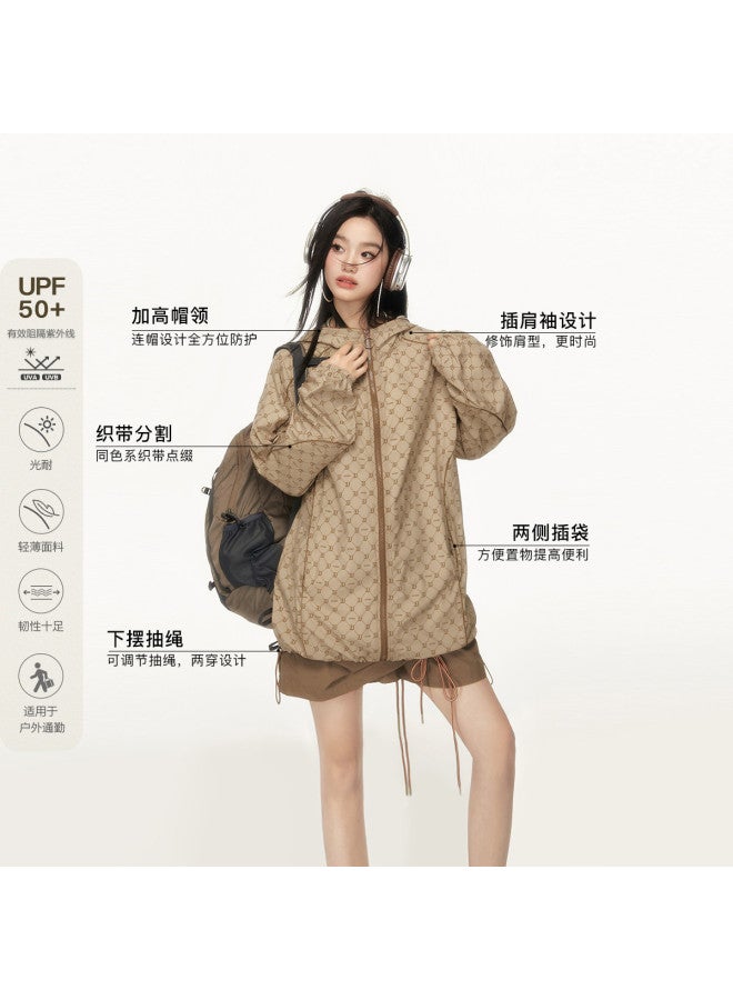 EPTISON هودي رياضي للنساء بطبعة عتيقة - جاكيت صيفي خفيف الوزن - Image 2