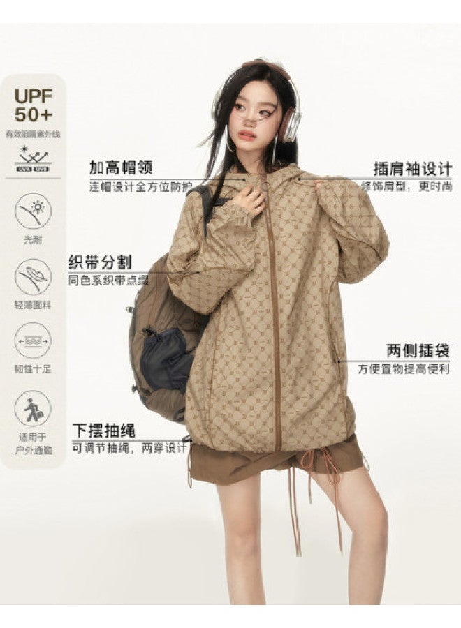 EPTISON هودي رياضي للنساء بطبعة عتيقة - جاكيت صيفي خفيف الوزن - Image 1