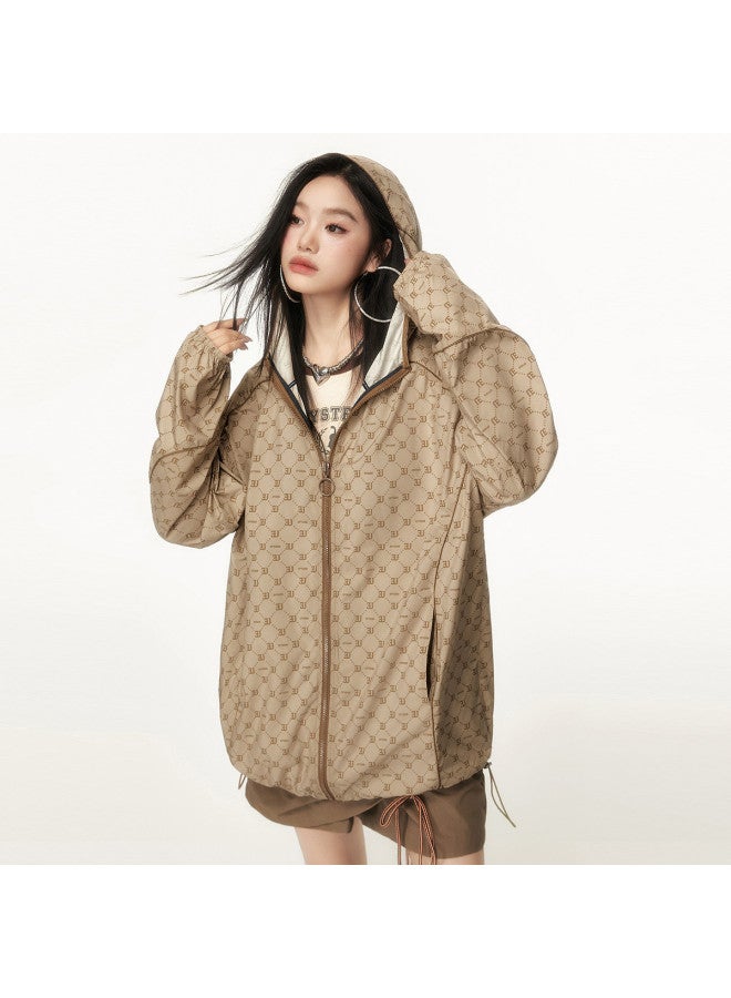 EPTISON هودي رياضي للنساء بطبعة عتيقة - جاكيت صيفي خفيف الوزن - Image 3