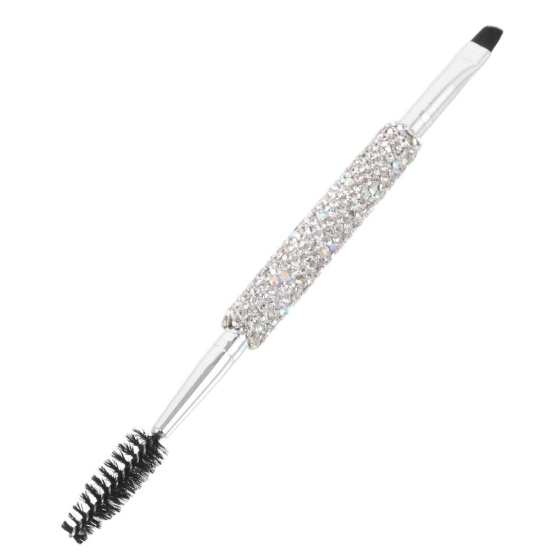 Double Ended Small Angry Eyebrow Brush with Rhinestone Handle Brow Comb Eyelash Separator - Image 2