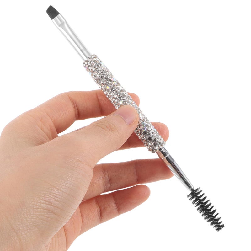 Double Ended Small Angry Eyebrow Brush with Rhinestone Handle Brow Comb Eyelash Separator - Image 5