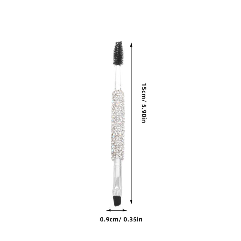 Double Ended Small Angry Eyebrow Brush with Rhinestone Handle Brow Comb Eyelash Separator - Image 3