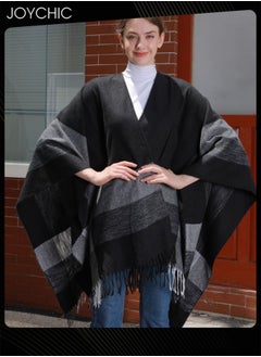 Joychic Striped Strappy Shawl Autumn and Winter Warm Windproof for Women  - Image 2