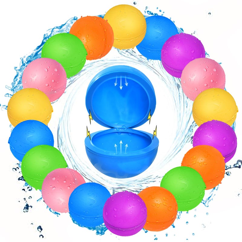 Kikidex 18pcs البالونات المائية القابلة لإعادة الاستخدام ألعاب البلياردو للبنين والبنات أنشطة في الهواء الطلق ألعاب المياه للأطفال الذين تتراوح أعمارهم بين 3-12 ألعاب المياه الصيفية للبنين والبنات - Image 1