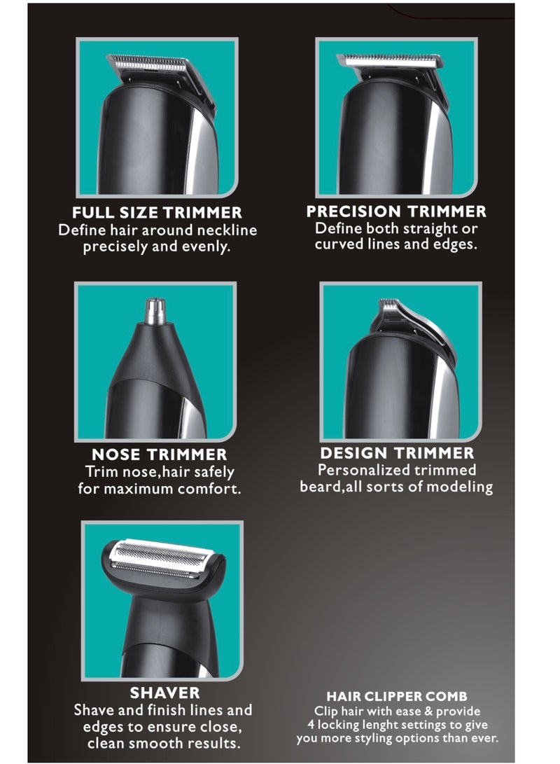 كروم مجموعة العناية للرجال 8 في 1 مجموعة ماكينة قص الشعر/تشذيب اللحية/الأنف/الأذنين - Image 4