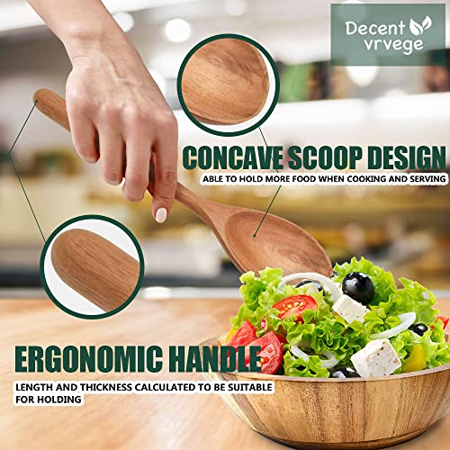 Decent Vrvege Wooden Spoons for Cooking, Healthy Acacia Wood Spoon Scoops, Kitchen Serving Spoon Set of 3, Food Servers Ladle, Cooking Utensil For Soup Stirring, Salad Servers - Image 3