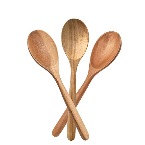 Decent Vrvege Wooden Spoons for Cooking, Healthy Acacia Wood Spoon Scoops, Kitchen Serving Spoon Set of 3, Food Servers Ladle, Cooking Utensil For Soup Stirring, Salad Servers - Image 1