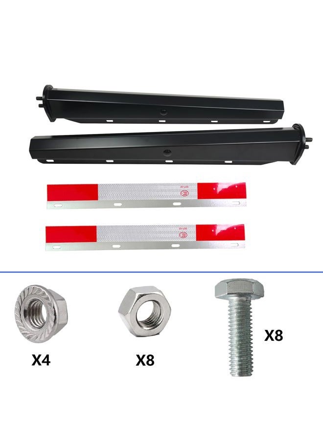 GaeaAuto Black Straight Spring Loaded Mud Flap Hangers Brackets Mudflap Holders Mounts Set 1-1/8" Bolt Spacing 30" Length with Aluminum Reflective Tapes fit for Semi Trucks Trailers, 2 pcs - Image 5