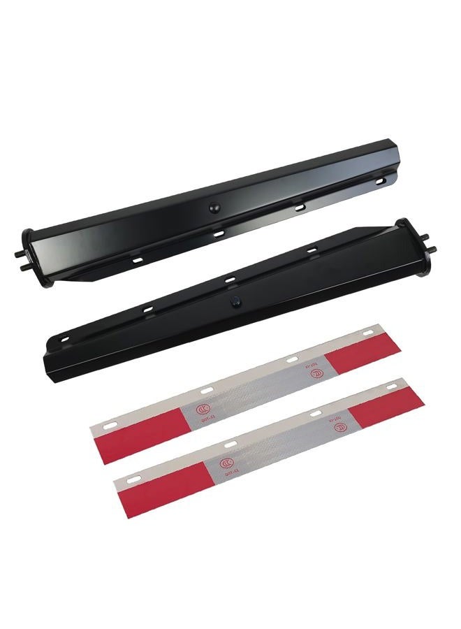 GaeaAuto Black Straight Spring Loaded Mud Flap Hangers Brackets Mudflap Holders Mounts Set 1-1/8" Bolt Spacing 30" Length with Aluminum Reflective Tapes fit for Semi Trucks Trailers, 2 pcs - Image 1