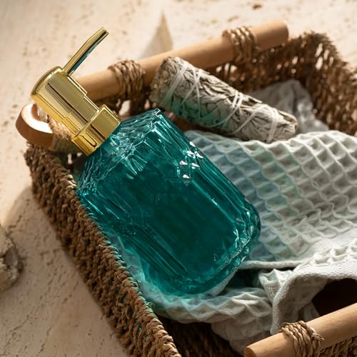 EMPO Clear Glass Soap Dispenser with ABS Plastic Pump, Crystal Lotion Dispensers for Kitchen Sink, Bathroom (Ocean Teal) - Image 5