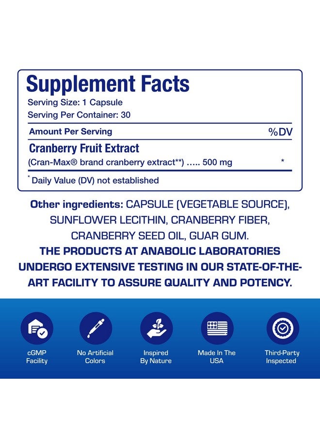 Anabolic Laboratories Cranberry Pills for Women Urinary Tract Health - Clinical Strength Cran-Max® Cranberry Extract Capsules to Support Bladder Cleansing and Urinary Tract Health for Women - Super Potent Vegan & Non-GMO - Image 2