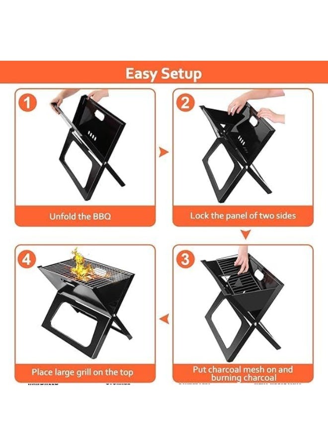 Soofam Portable BBQ Instant Foldable Design Easy Setup Barbecue Charcoal Grills Durable Reliable Space Saving Folding Stove Outdoor Use - Image 2
