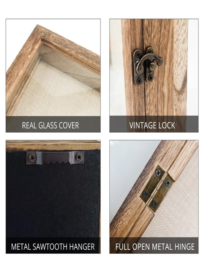 GraduationMall 13x16 Shadow Box Frame Solid Wood Glass Door Display Case with Linen Back and 6 Stick Pins,1.5 inches Interior Depth,Ideal for Memorabilia Pictures Flowers Medals Tickets - Image 3