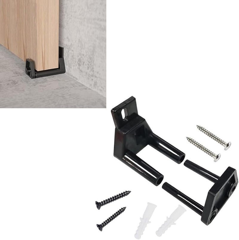 Black Sliding Door Floor Guide Bottom Mount Roller for Barn Doors Hardware - Image 1