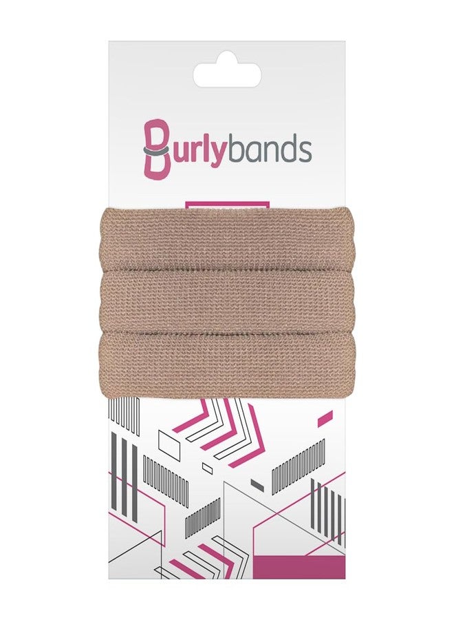 بيرلي باندز ربطات شعر كبيرة من Burlybands للشعر الكثيف أو الثقيل أو المجعد - ربطات شعر نسائية مانعة للانزلاق، لا تسبب تلف الشعر، بدون خياطة - بني فاتح، 3 قطع - Image 1
