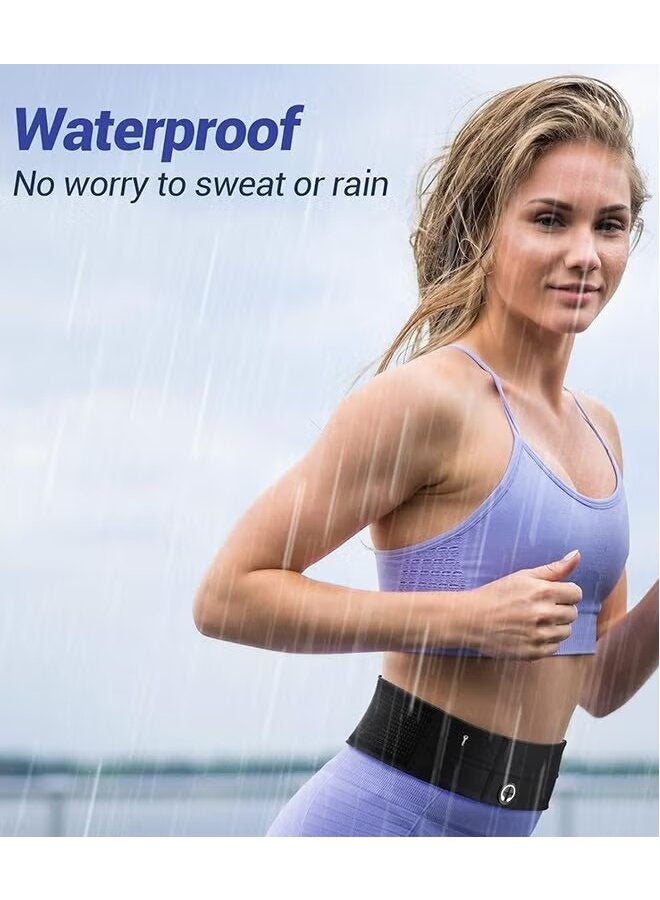 Ultra Slim Running Belt for Women and Men, Adjustable Waterproof and Sweat Resistant Waist Pack with Phone Holder, Secure Storage for Keys and Cards, Jogging Bicycle Waist Bag, Black - Image 4