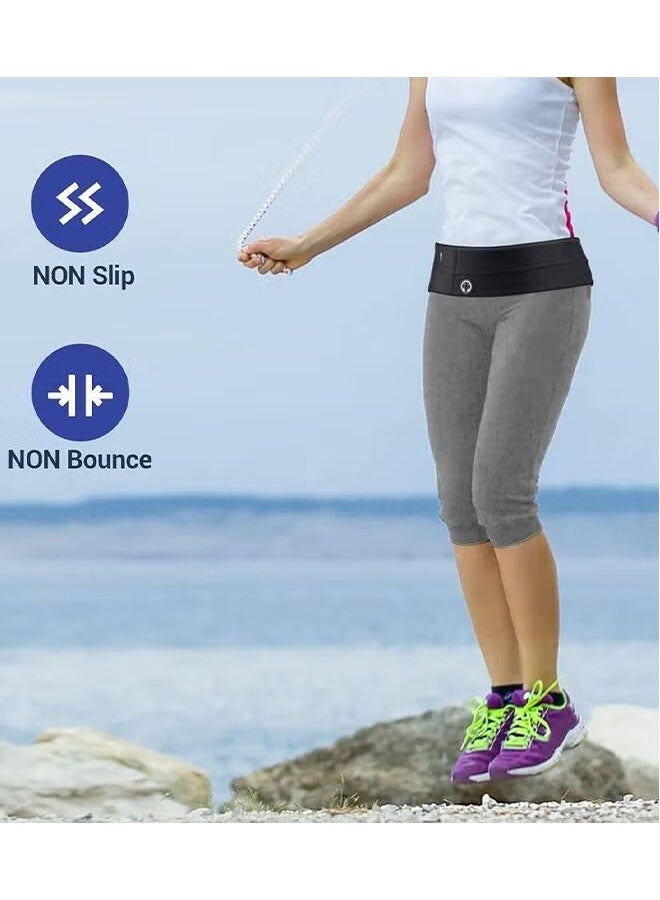 Ultra Slim Running Belt for Women and Men, Adjustable Waterproof and Sweat Resistant Waist Pack with Phone Holder, Secure Storage for Keys and Cards, Jogging Bicycle Waist Bag, Black - Image 3
