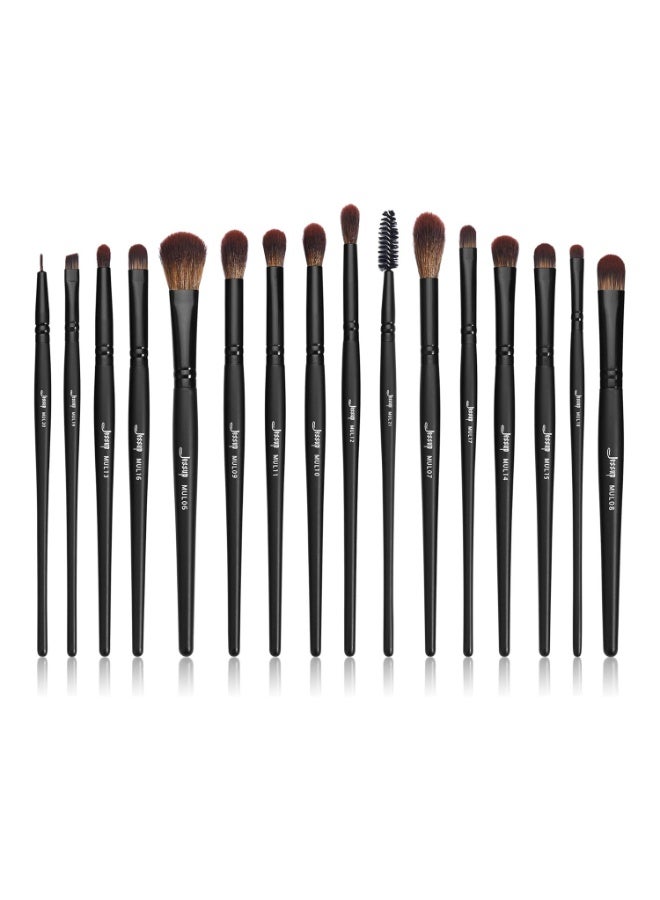Jessup Makeup Brushes Set Professional 16Pcs Black Precision Collection, Cheveux synthétiques, Highlight Concealer Eyeshadow Eyeliner Blending Spoolie T272 - Image 1