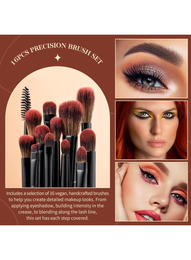 Jessup Makeup Brushes Set Professional 16Pcs Black Precision Collection, Cheveux synthétiques, Highlight Concealer Eyeshadow Eyeliner Blending Spoolie T272 - Image 2